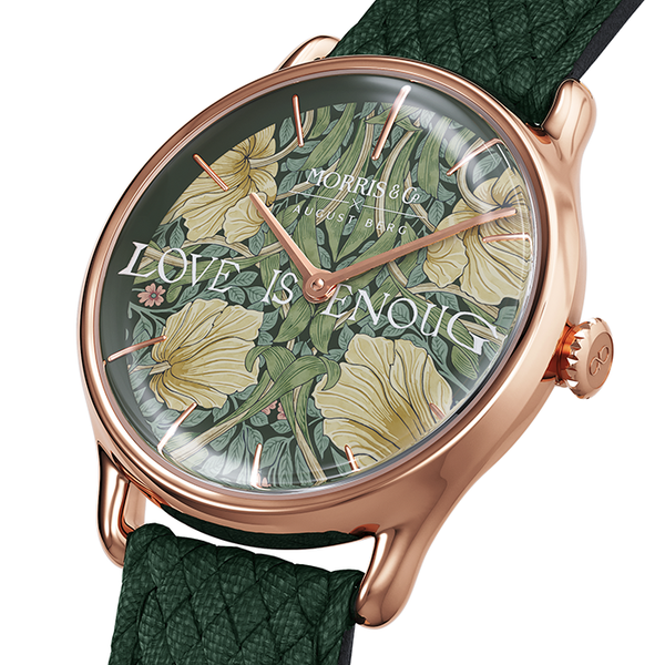 August Berg Morris & Co Pimpernel Rose Gold Fennel Perlon 30mm
