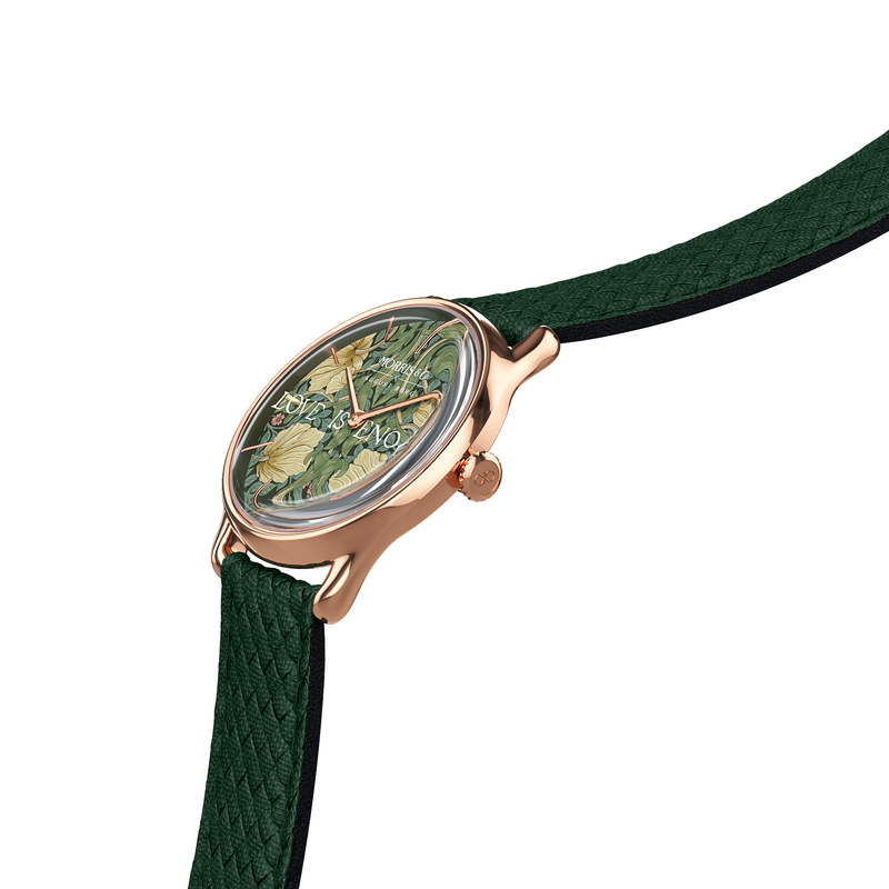 August Berg Morris & Co Pimpernel Rose Gold Fennel Perlon 30mm