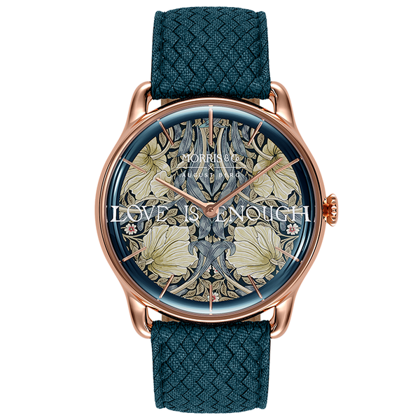 August Berg Morris & Co Pimpernel Rose Gold Indigo Perlon 38mm