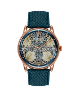 August Berg Morris & Co Pimpernel Rose Gold Indigo Perlon 38mm