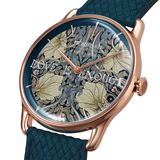 August Berg Morris & Co Pimpernel Rose Gold Indigo Perlon 38mm