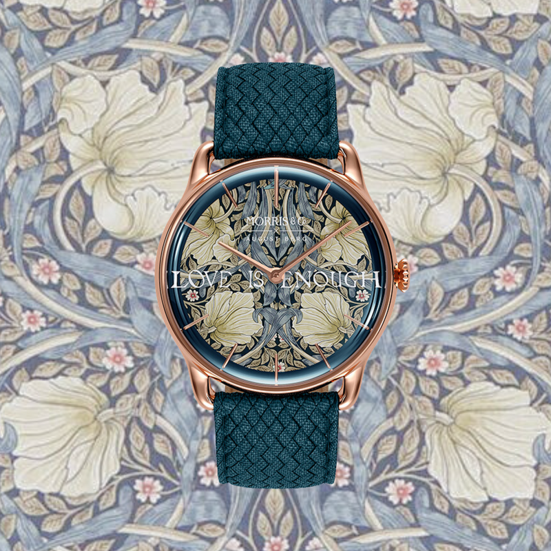 August Berg Morris & Co Pimpernel Rose Gold Indigo Perlon 38mm
