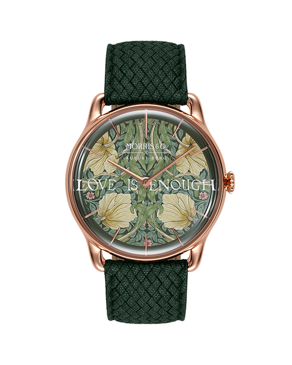 August Berg Morris & Co Pimpernel Rose Gold Fennel Perlon 38mm