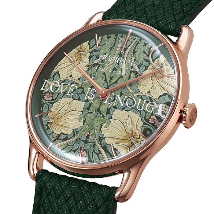 August Berg Morris & Co Pimpernel Rose Gold Fennel Perlon 38mm