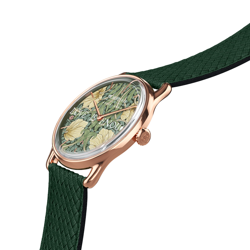 August Berg Morris & Co Pimpernel Rose Gold Fennel Perlon 38mm