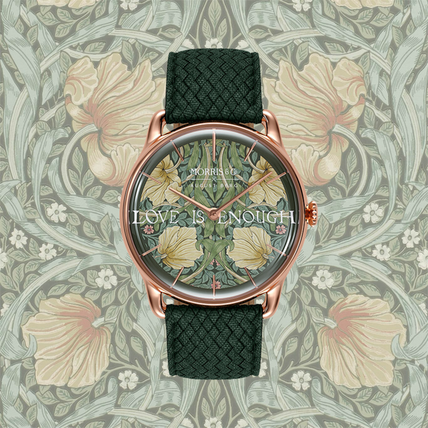 August Berg Morris & Co Pimpernel Rose Gold Fennel Perlon 38mm