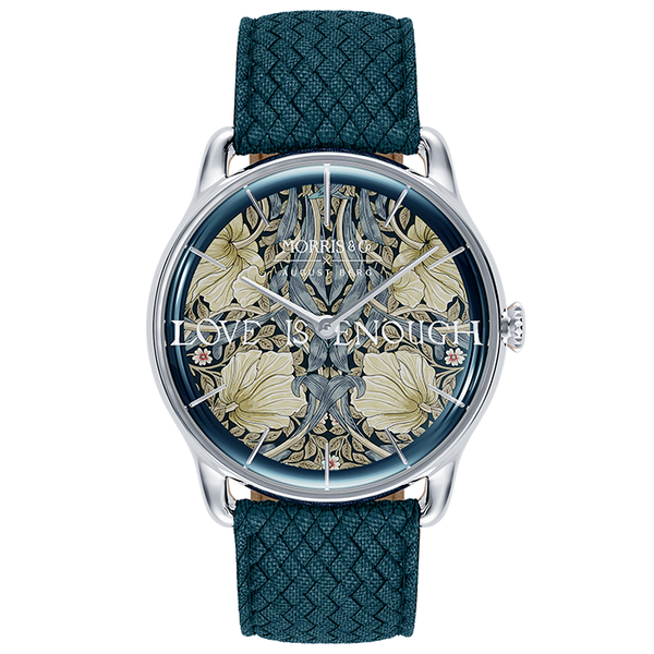 August Berg Morris & Co Pimpernel Silver Indigo Perlon 38mm