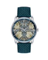 August Berg Morris & Co Pimpernel Silver Indigo Perlon 38mm