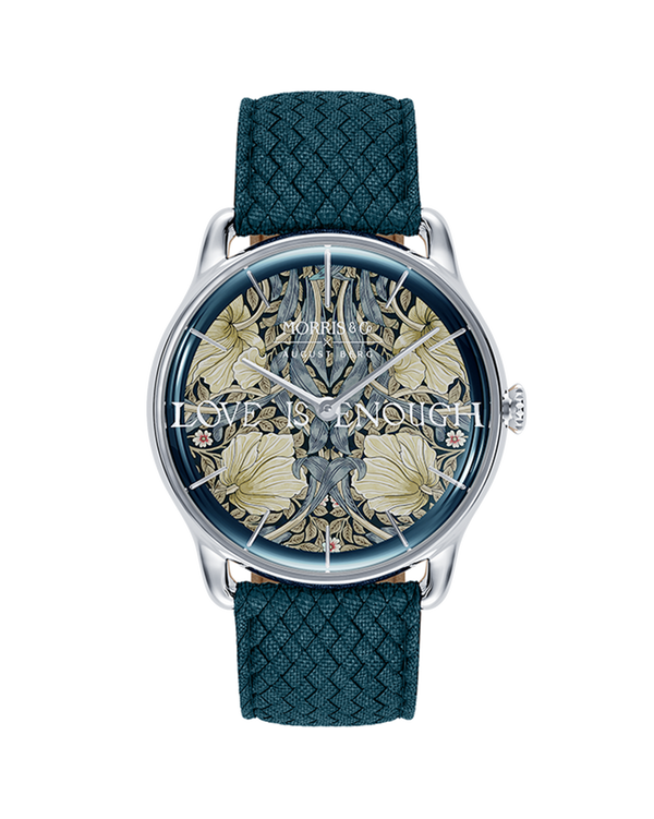 August Berg Morris & Co Pimpernel Silver Indigo Perlon 38mm