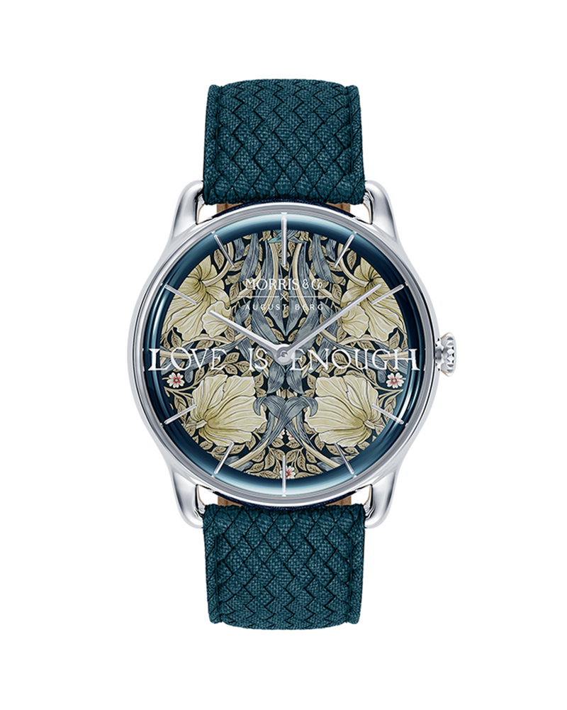 August Berg Morris & Co Pimpernel Silver Indigo Perlon 38mm