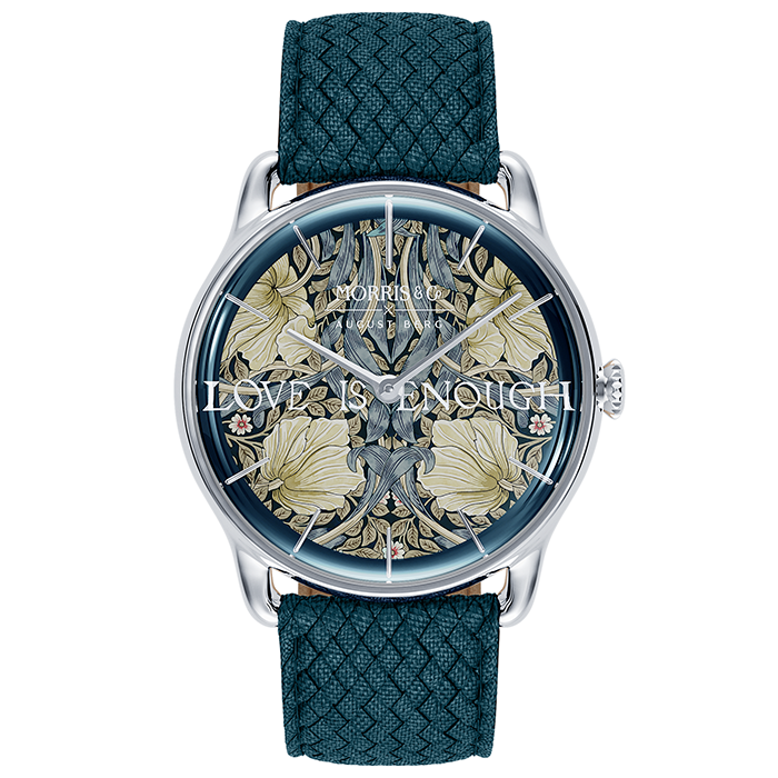 August Berg Morris & Co Pimpernel Silver Indigo Perlon 38mm