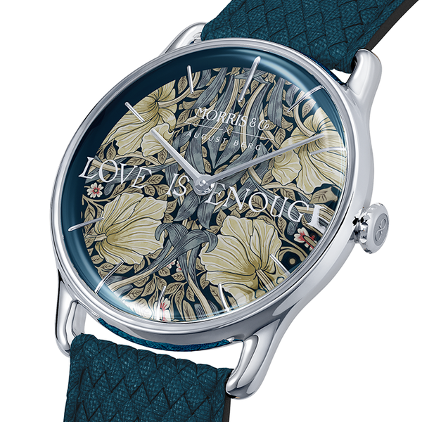 August Berg Morris & Co Pimpernel Silver Indigo Perlon 38mm