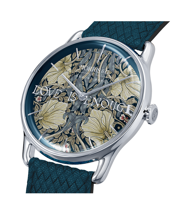 August Berg Morris & Co Pimpernel Silver Indigo Perlon 38mm