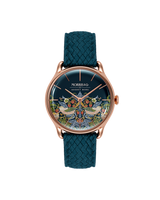 August Berg MORRIS & CO INDIGO Rose Gold Strawberry Thief Indigo Perlon 30mm