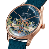 August Berg MORRIS & CO INDIGO Rose Gold Strawberry Thief Indigo Perlon 30mm