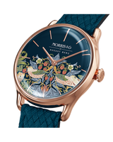 August Berg MORRIS & CO INDIGO Rose Gold Strawberry Thief Indigo Perlon 30mm