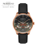 August Berg MORRIS & CO Simply Strawberry Thief Cochineal Black 30mm - Leather - Rose Gold