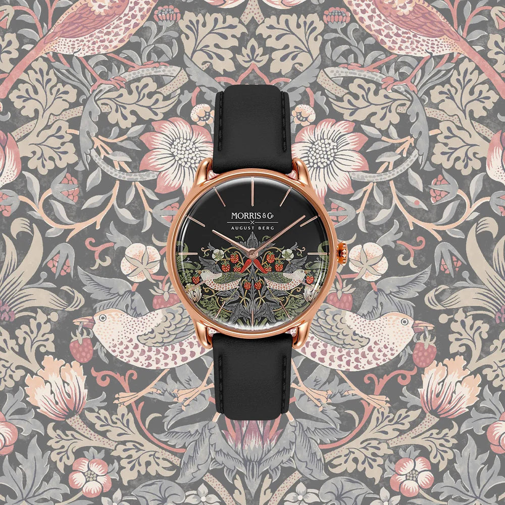 August Berg MORRIS & CO Simply Strawberry Thief Cochineal Black 30mm ...