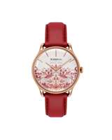 August Berg MORRIS & CO Rose Gold Strawberry Thief Madder Rouge Leather 30mm