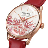 August Berg MORRIS & CO Rose Gold Strawberry Thief Madder Rouge Leather 30mm