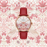 August Berg MORRIS & CO Rose Gold Strawberry Thief Madder Rouge Leather 30mm