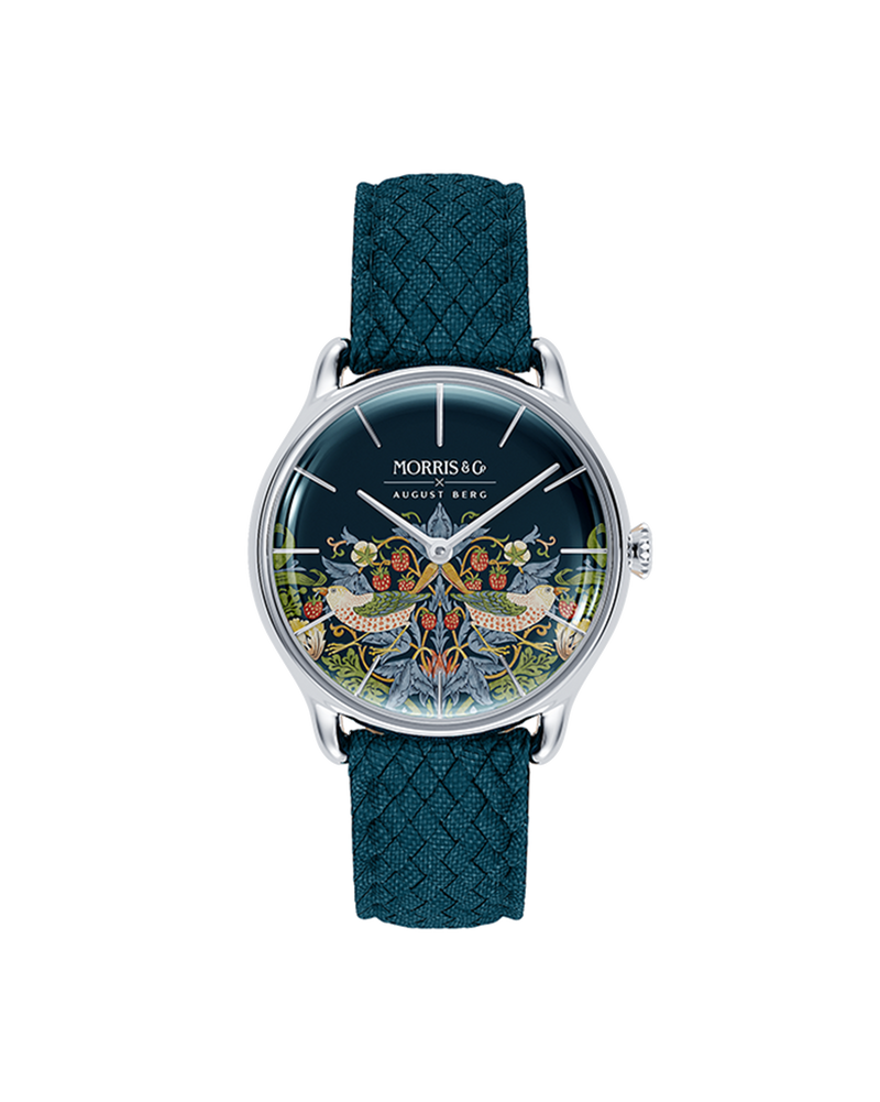 August Berg MORRIS & CO INDIGO Silver Strawberry Thief Indigo Perlon 30mm