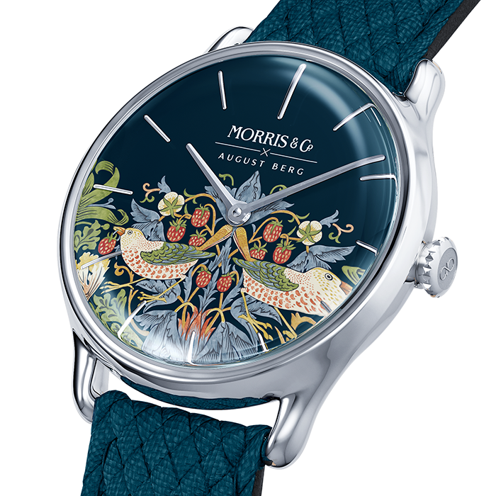 August Berg MORRIS & CO INDIGO Silver Strawberry Thief Indigo Perlon 30mm
