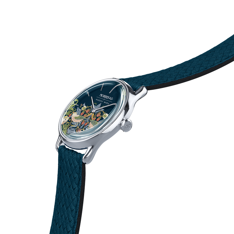 August Berg MORRIS & CO INDIGO Silver Strawberry Thief Indigo Perlon 30mm