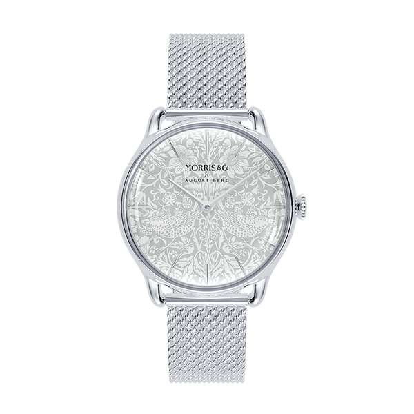 August Berg Morris & Co Strawberry Thief Silver Mesh 30mm