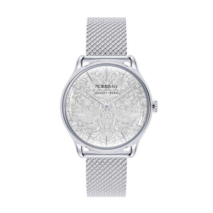 August Berg Morris & Co Strawberry Thief Silver Mesh 30mm