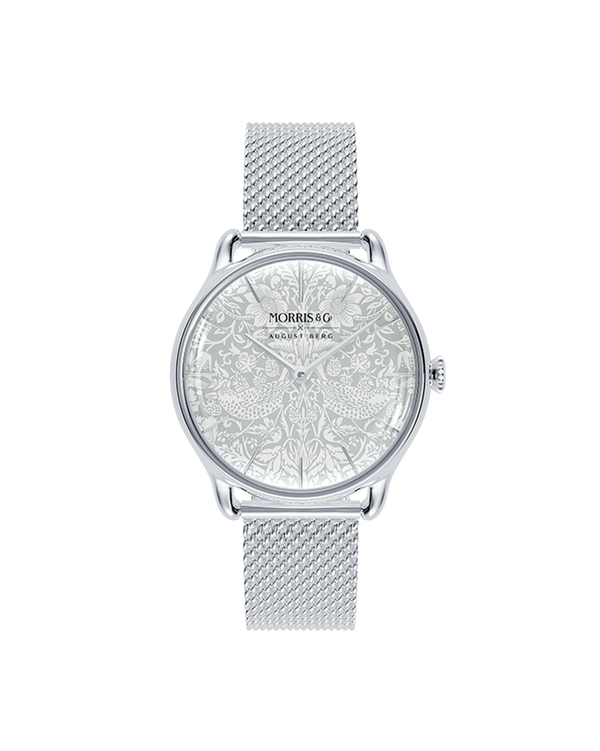 August Berg Morris & Co Strawberry Thief Silver Mesh 30mm