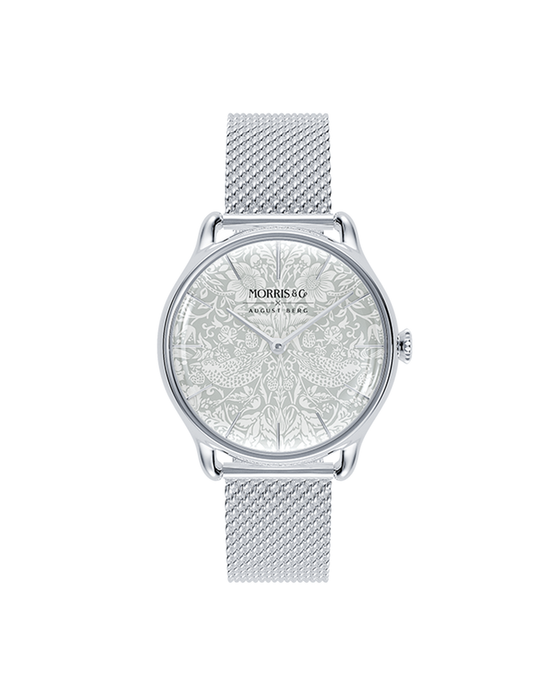 August Berg Morris & Co Strawberry Thief Silver Mesh 30mm