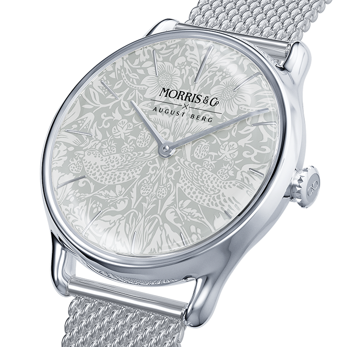 August Berg Morris & Co Strawberry Thief Silver Mesh 30mm