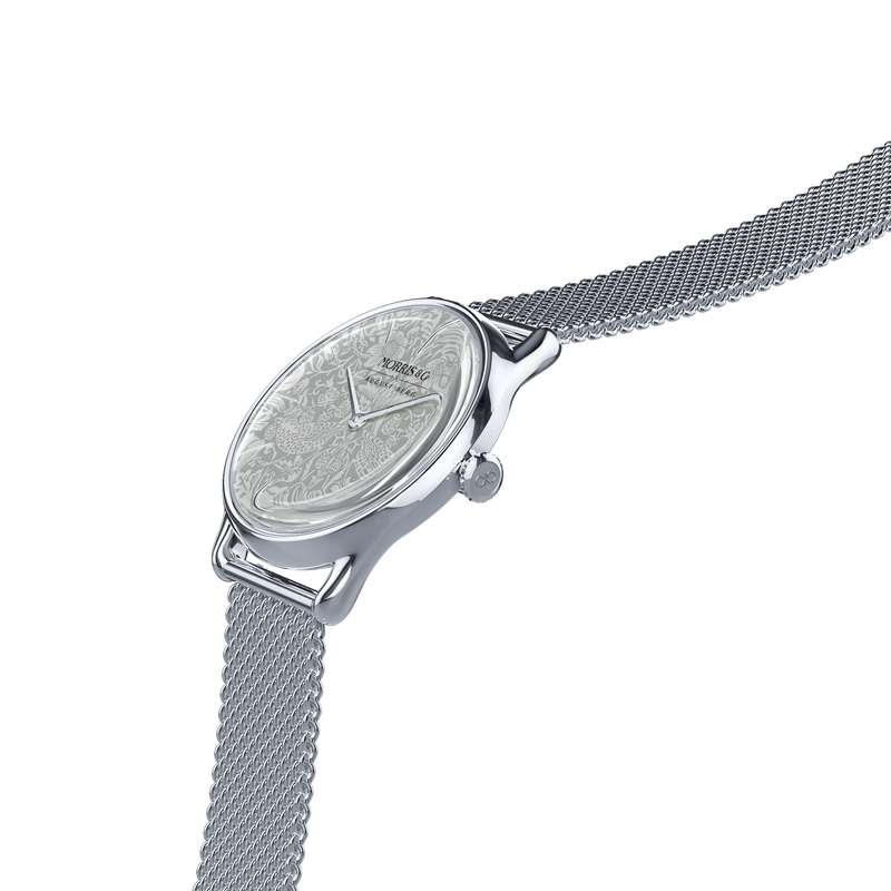 August Berg Morris & Co Strawberry Thief Silver Mesh 30mm