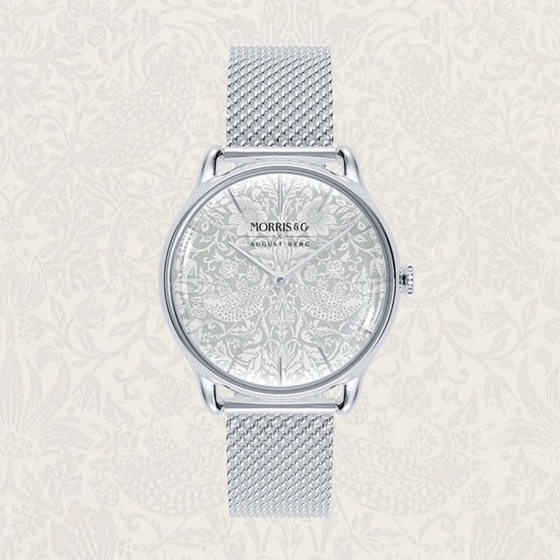 August Berg Morris & Co Strawberry Thief Silver Mesh 30mm
