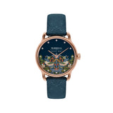 August Berg MORRIS & CO. PETITE Indigo Rose Gold Strawberry Thief | Indigo Embossed Leather 26mm