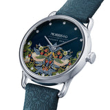 August Berg MORRIS & CO. PETITE Indigo Silver Strawberry Thief | Indigo Embossed Leather 26mm