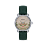 August Berg MORRIS & CO. PETITE Fennel  Silver Pink Dial Strawberry Thief | Dark Fennel Embossed Leather 26mm