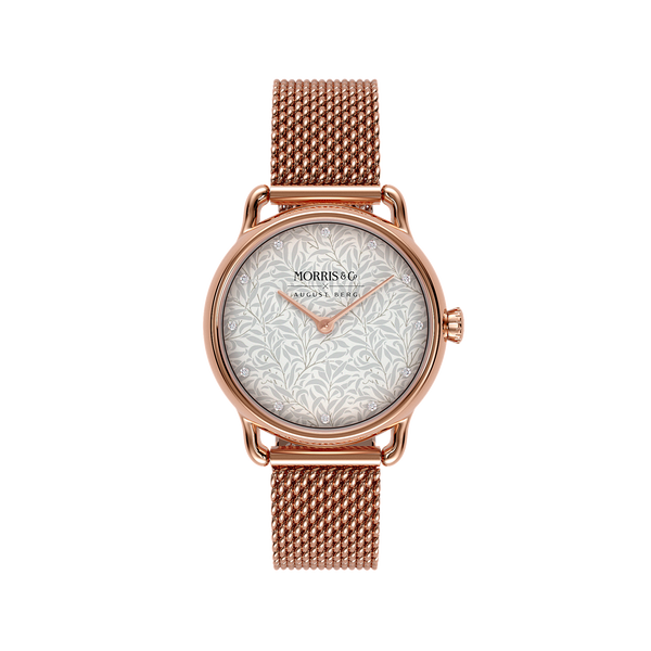 August Berg Morris & Co Willow Boughs Rose Gold Perlon 26mm