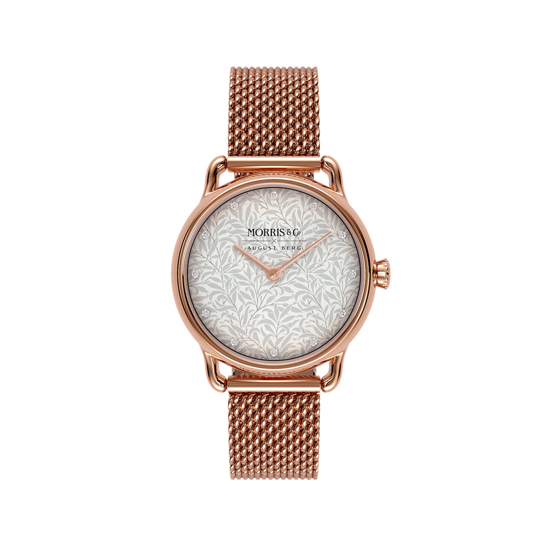 August Berg Morris & Co Willow Boughs Rose Gold Perlon 26mm