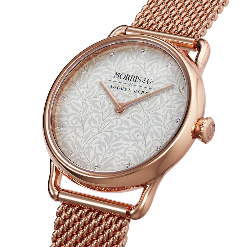 August Berg Morris & Co Willow Boughs Rose Gold Perlon 26mm
