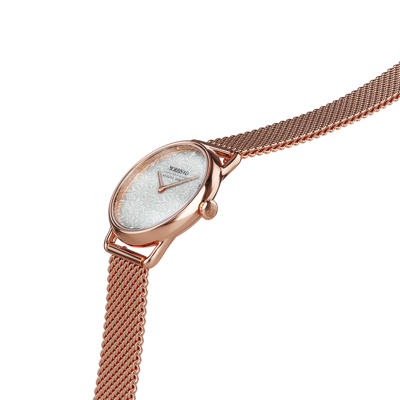August Berg Morris & Co Willow Boughs Rose Gold Perlon 26mm