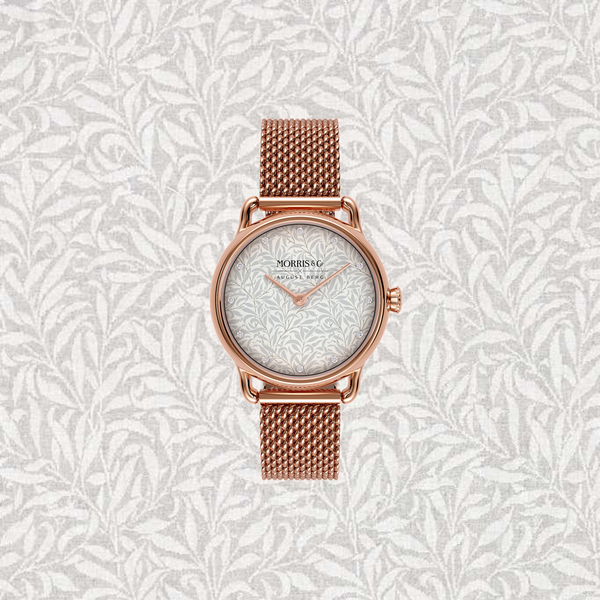 August Berg Morris & Co Willow Boughs Rose Gold Perlon 26mm