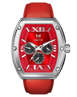 MSTR MJ128LB Major Silver Red Leather Band