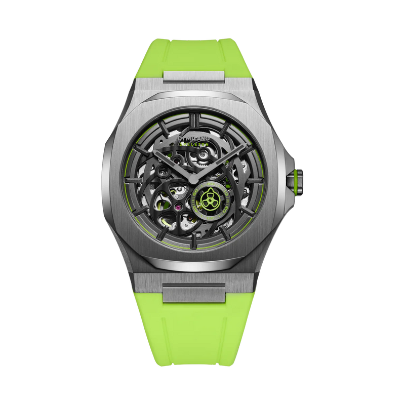 D1 MILANO SKRJ15 SKELETON RUBBER STRAP SLICE LIME Klassy Watches