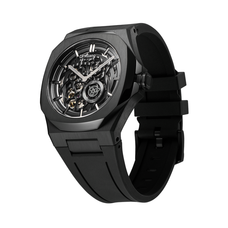 D1 MILANO SKRJ17 Jet Black Skeleton Rubber 41.5 mm