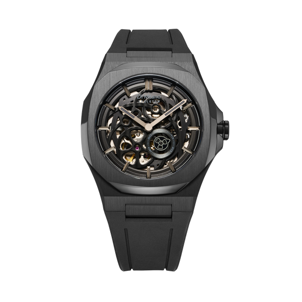 D1 MILANO SKRJ17 Jet Black Skeleton Rubber 41.5 mm