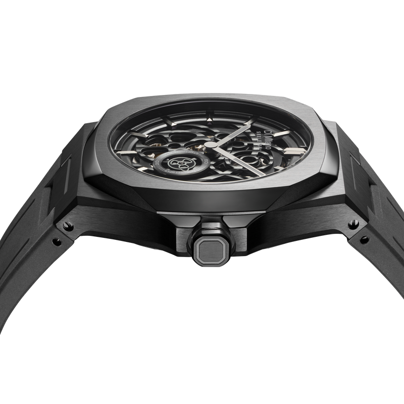 D1 MILANO SKRJ17 Jet Black Skeleton Rubber 41.5 mm