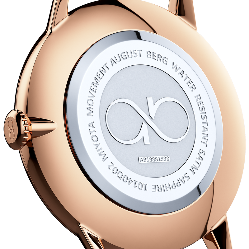 August Berg SERENITY DEEP BLUE Rose Gold Classic Eye Blue Perlon 40mm