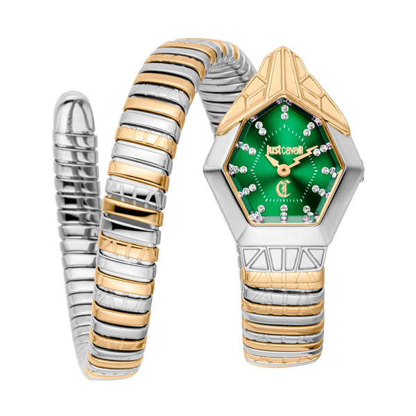 Just Cavalli Signature Snake Gemma - Two Tones YG Green